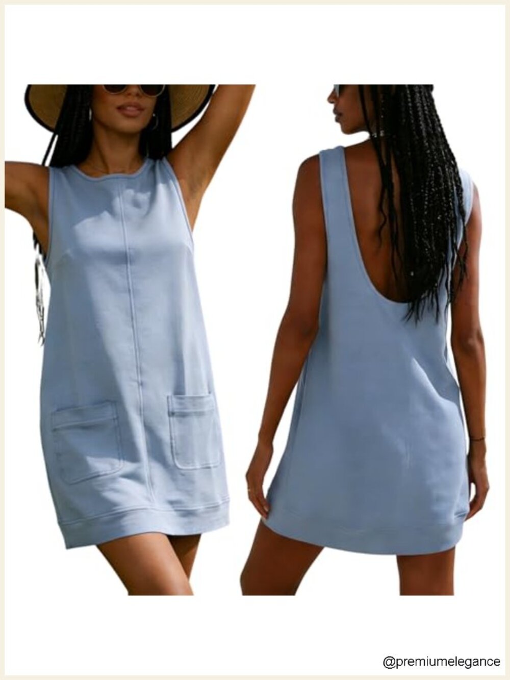 Women's Sleeveless Backless A-Line Mini Dress with Pockets